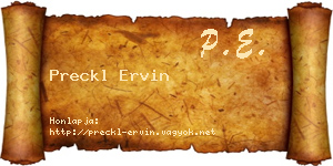 Preckl Ervin névjegykártya